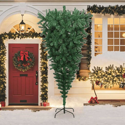 Upside-down Artificial Christmas Tree with Stand Green 8 ft