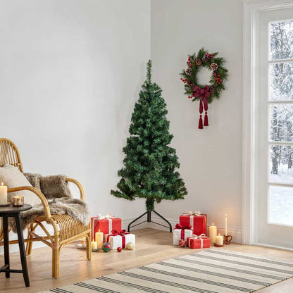 Corner Artificial Christmas Tree Green 4 ft PVC