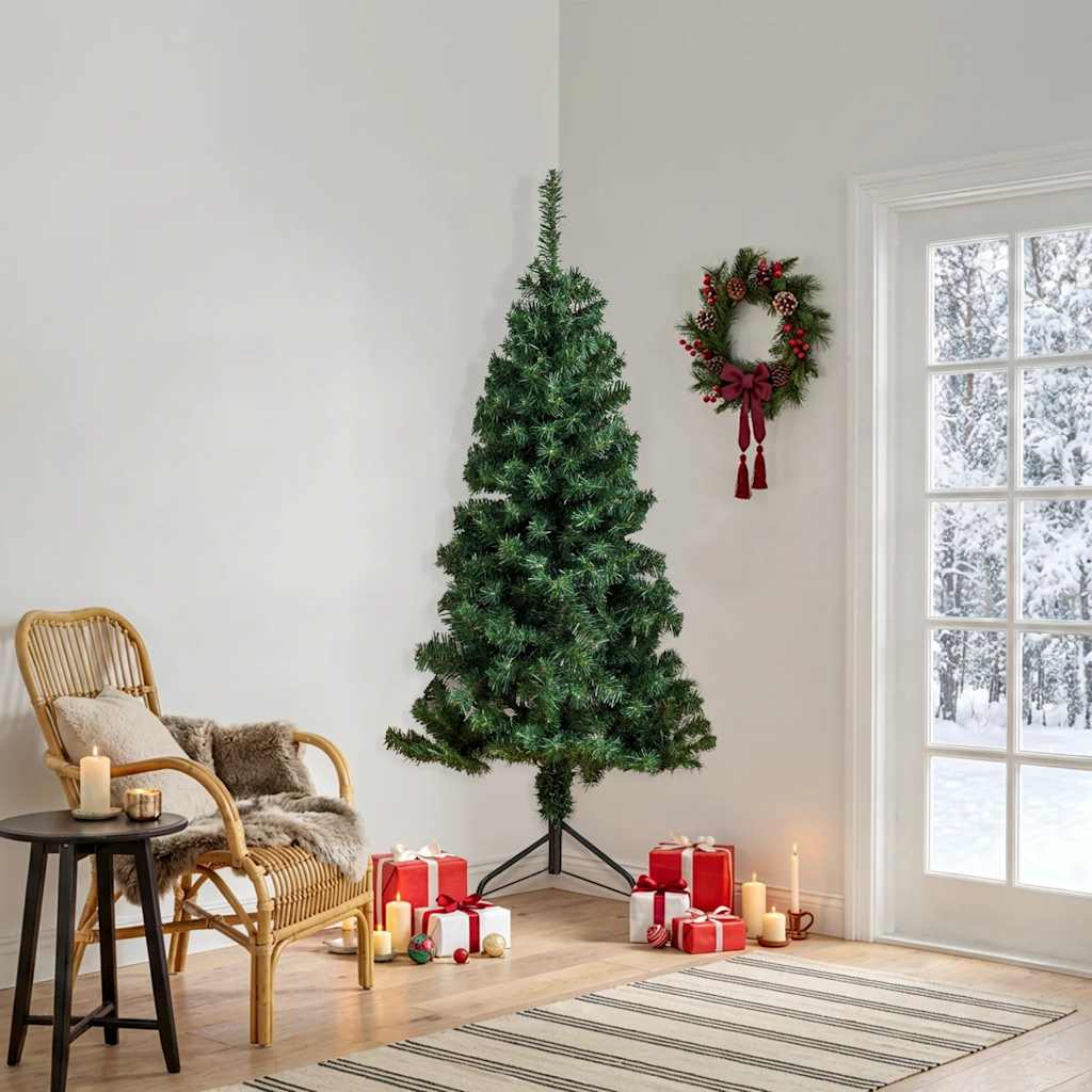 Corner Artificial Christmas Tree Green 6 ft PVC