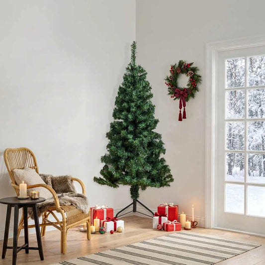 Corner Artificial Christmas Tree Green 6 ft PVC
