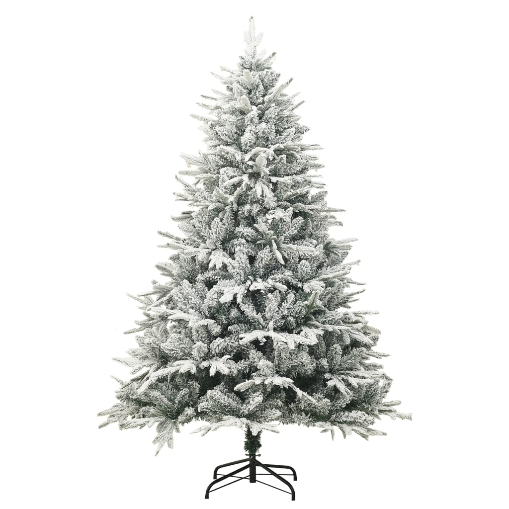 Artificial Christmas Tree Green with white flocking PVC and PE, Steel