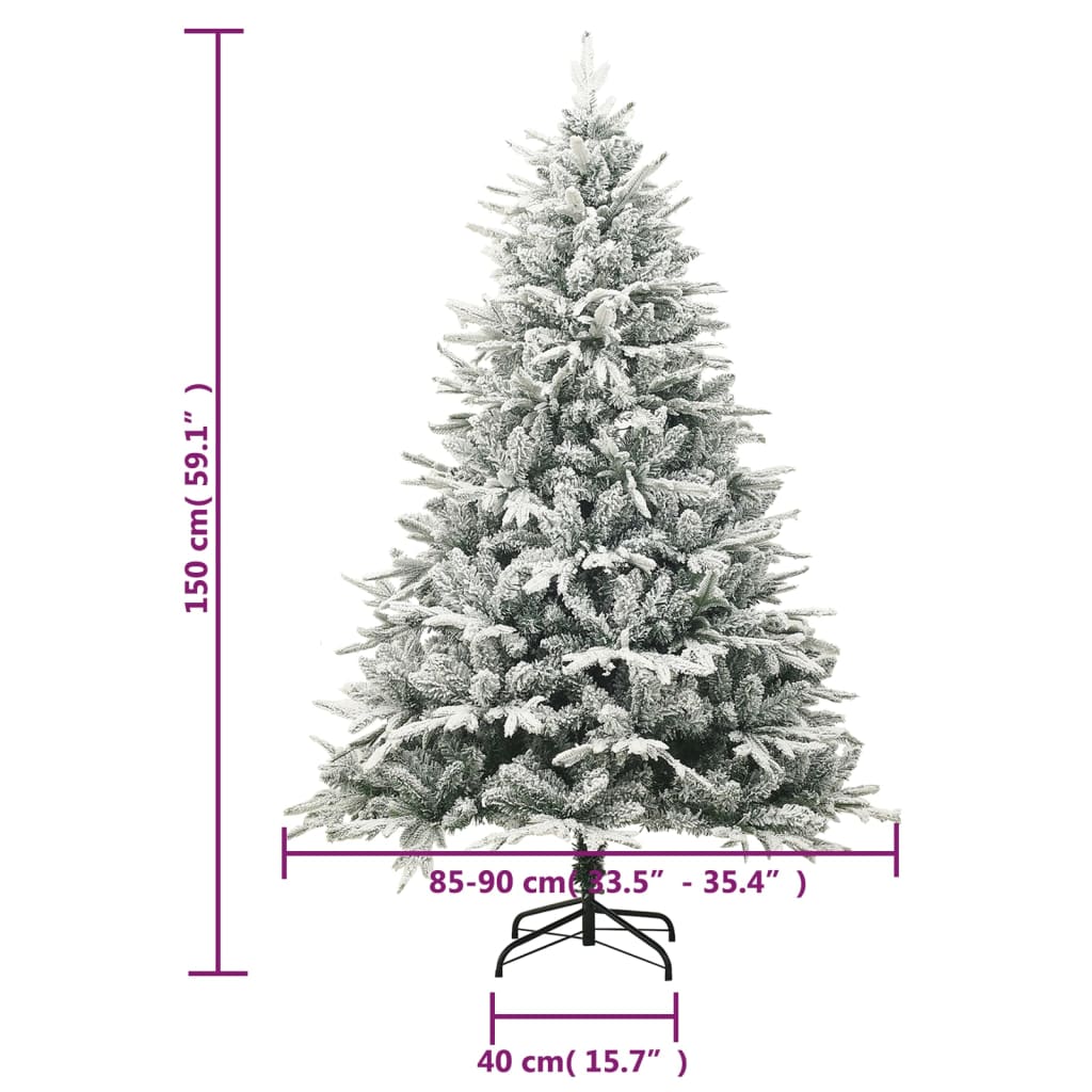 Artificial Christmas Tree Green with white flocking PVC and PE, Steel