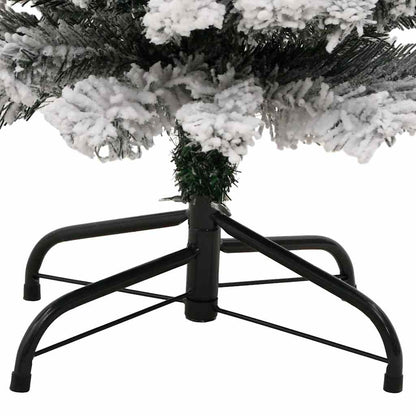 Christmas Tree Green with White Flocked Snow PVC, Steel Slim