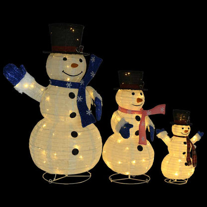 Snowman Family Figure White Fabric (100% polyester), steel