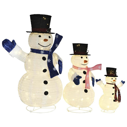 Snowman Family Figure White Fabric (100% polyester), steel