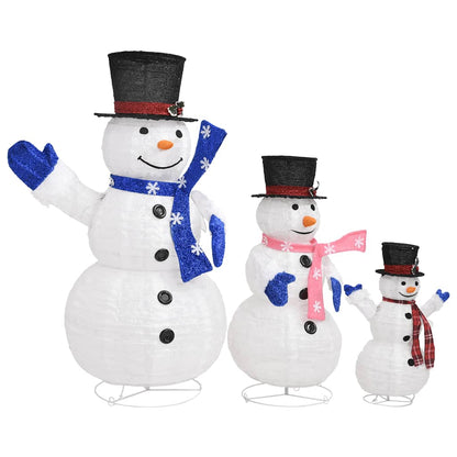Snowman Family Figure White Fabric (100% polyester), steel