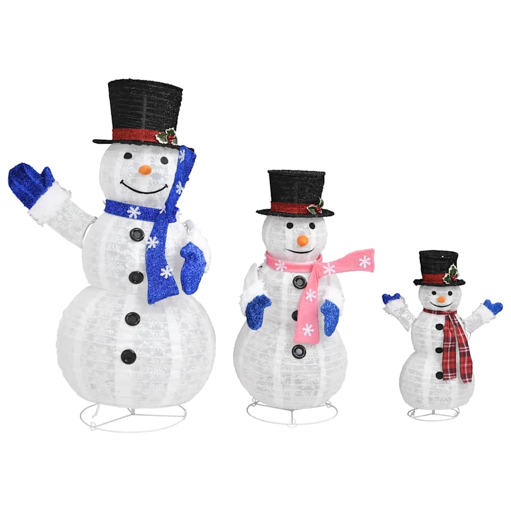 Snowman Family Figure White Fabric (100% polyester), steel