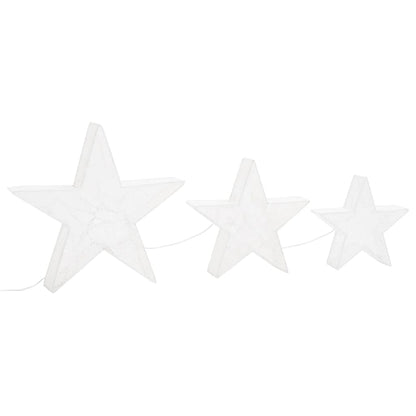 Christmas Decoration Stars 3 pcs White Mesh LED Outdoor Indoor