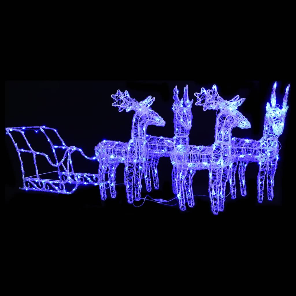 Reindeer And Sleigh Christmas Decoration Blue Acrylic, PVC, Steel