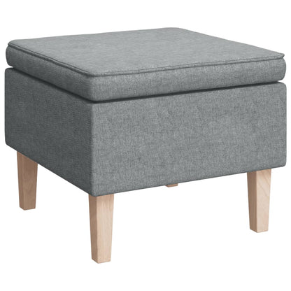 Stool Light grey Polyester fabric with rubber wood legs Compact