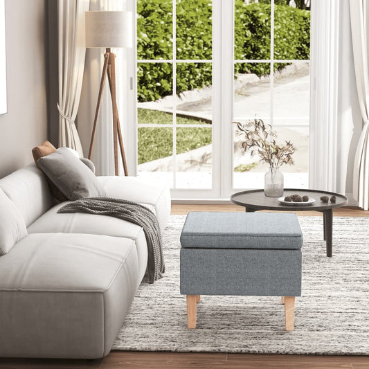 Stool Light grey Polyester fabric with rubber wood legs Compact