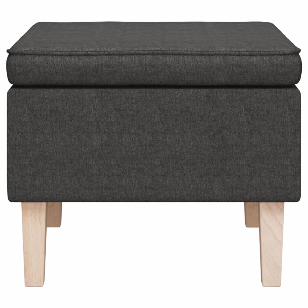 Stool Dark grey 100% Polyester, Rubber wood Compact Simple