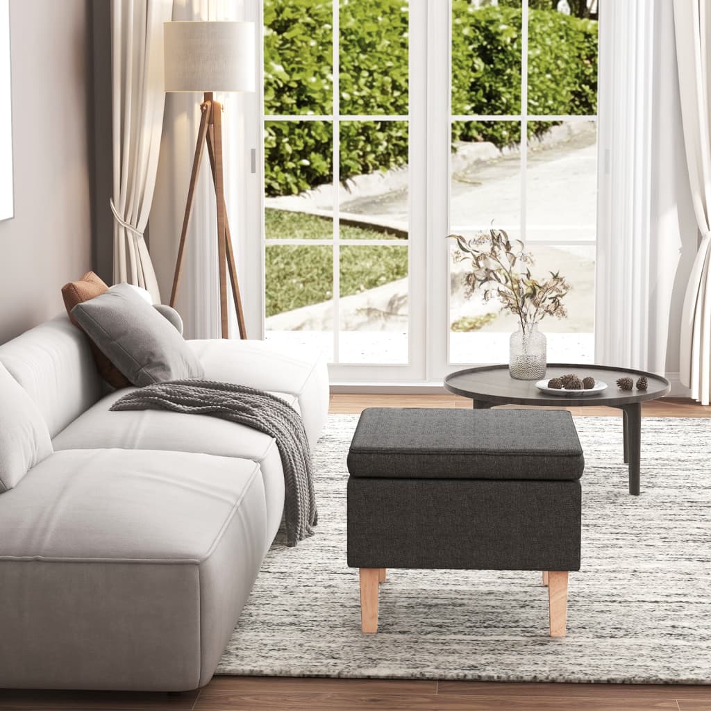 Stool Dark grey 100% Polyester, Rubber wood Compact Simple