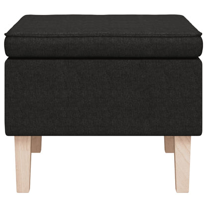 Stool Black Fabric Compact Durable Footstool Square Modern
