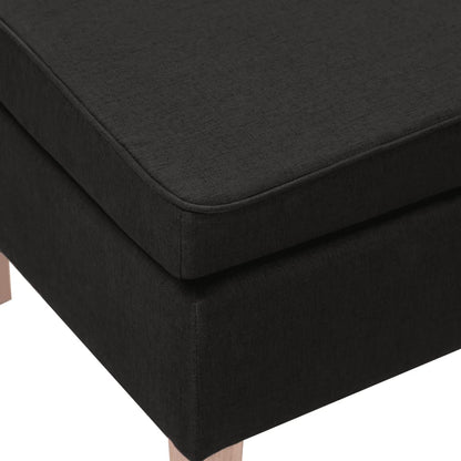 Stool Black Fabric Compact Durable Footstool Square Modern