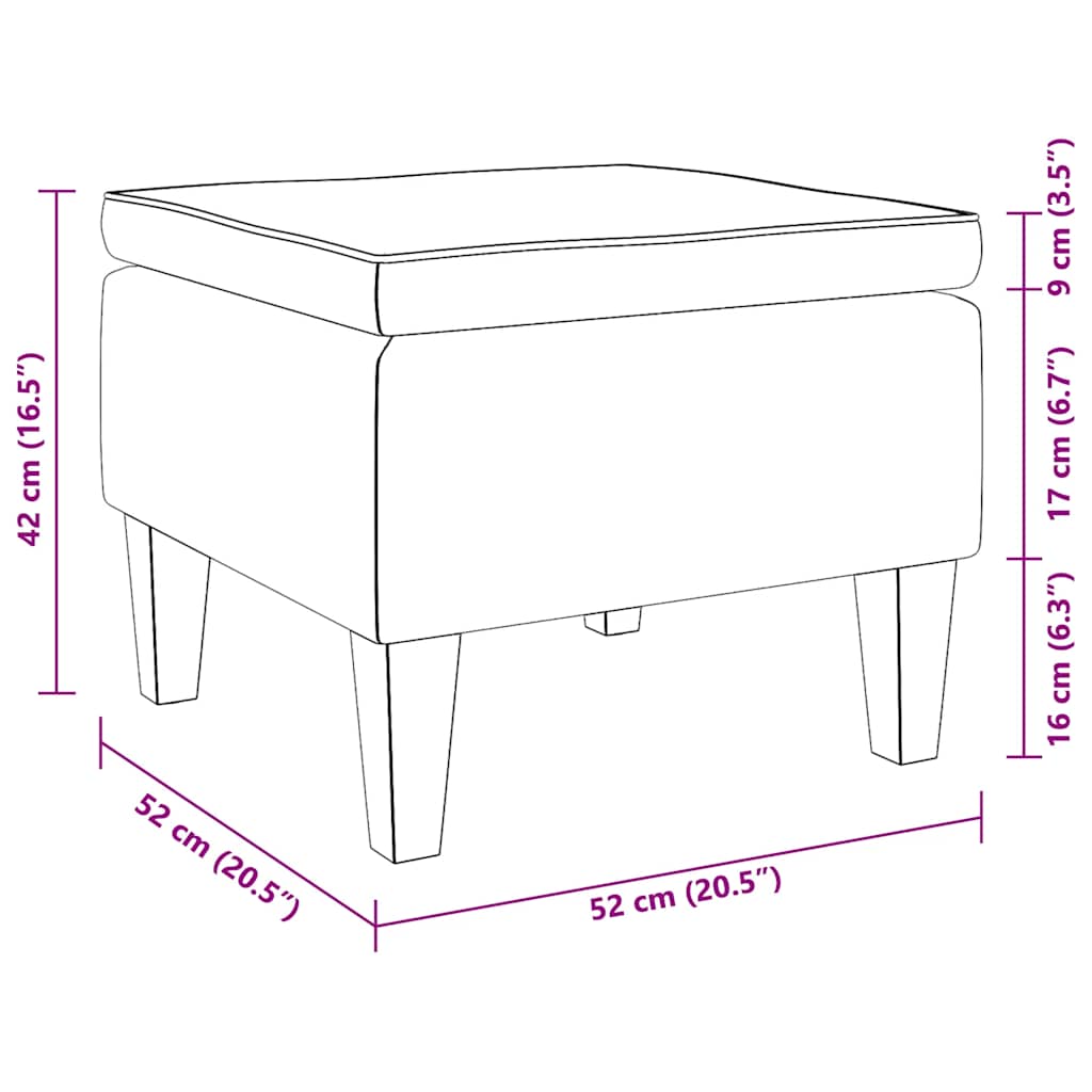 Stool Black Fabric Compact Durable Footstool Square Modern