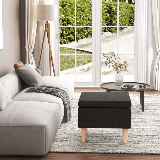 Stool Black Fabric Compact Durable Footstool Square Modern
