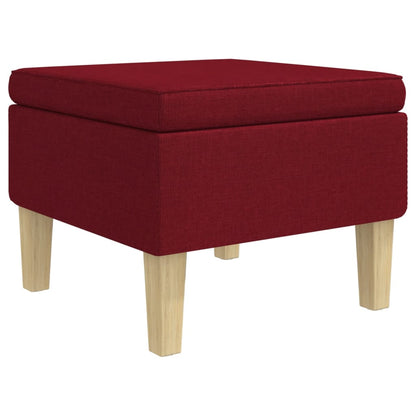 Stool Wine Red Fabric (100% polyester), rubber wood