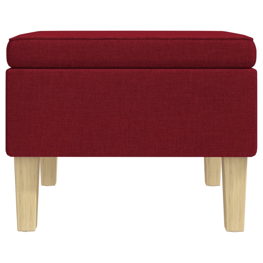 Stool Wine Red Fabric (100% polyester), rubber wood