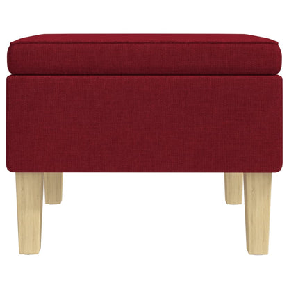 Stool Wine Red Fabric (100% polyester), rubber wood