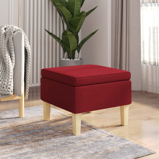 Stool Wine Red Fabric (100% polyester), rubber wood