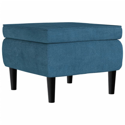 Stool Blue Velvet, rubber wood Medium Modern Footstool Square