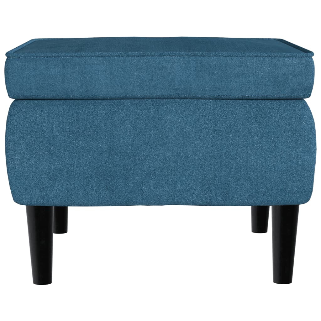 Stool Blue Velvet, rubber wood Medium Modern Footstool Square