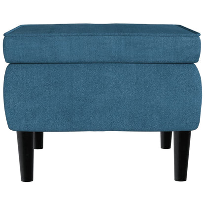 Stool Blue Velvet, rubber wood Medium Modern Footstool Square