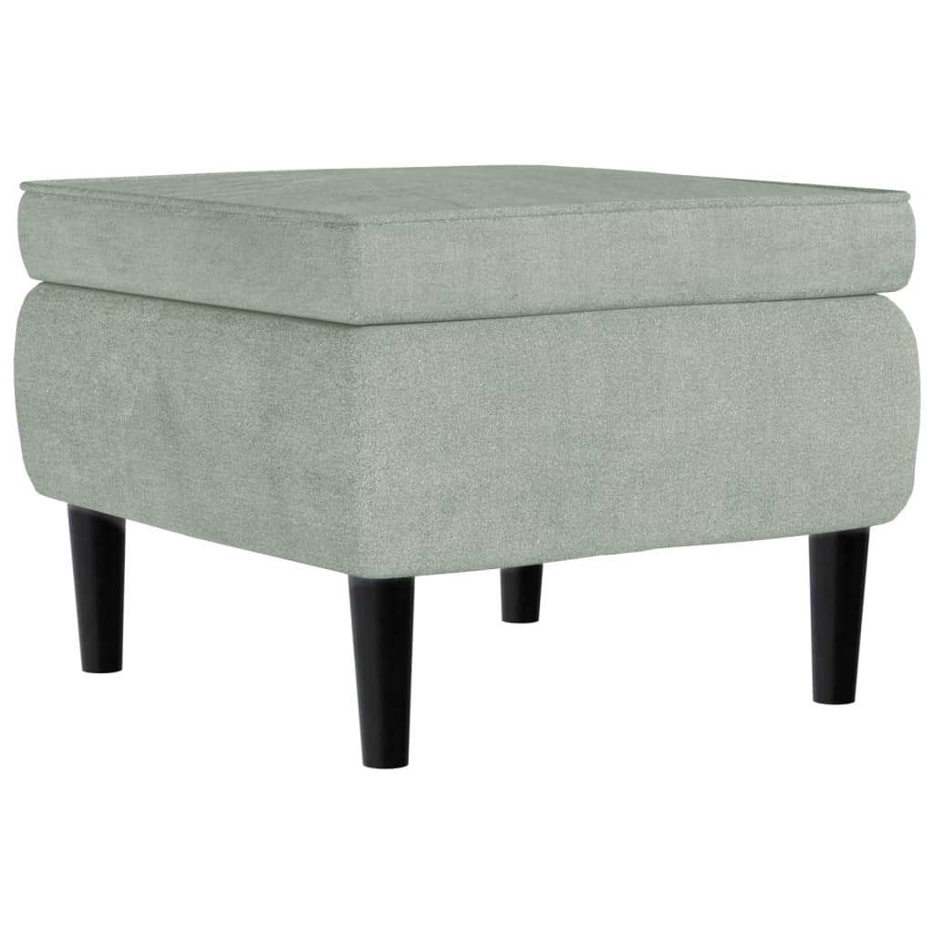 Stool Light Grey Velvet (100% polyester), rubber wood Compact