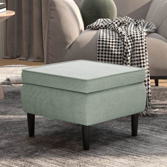 Stool Light Grey Velvet (100% polyester), rubber wood Compact