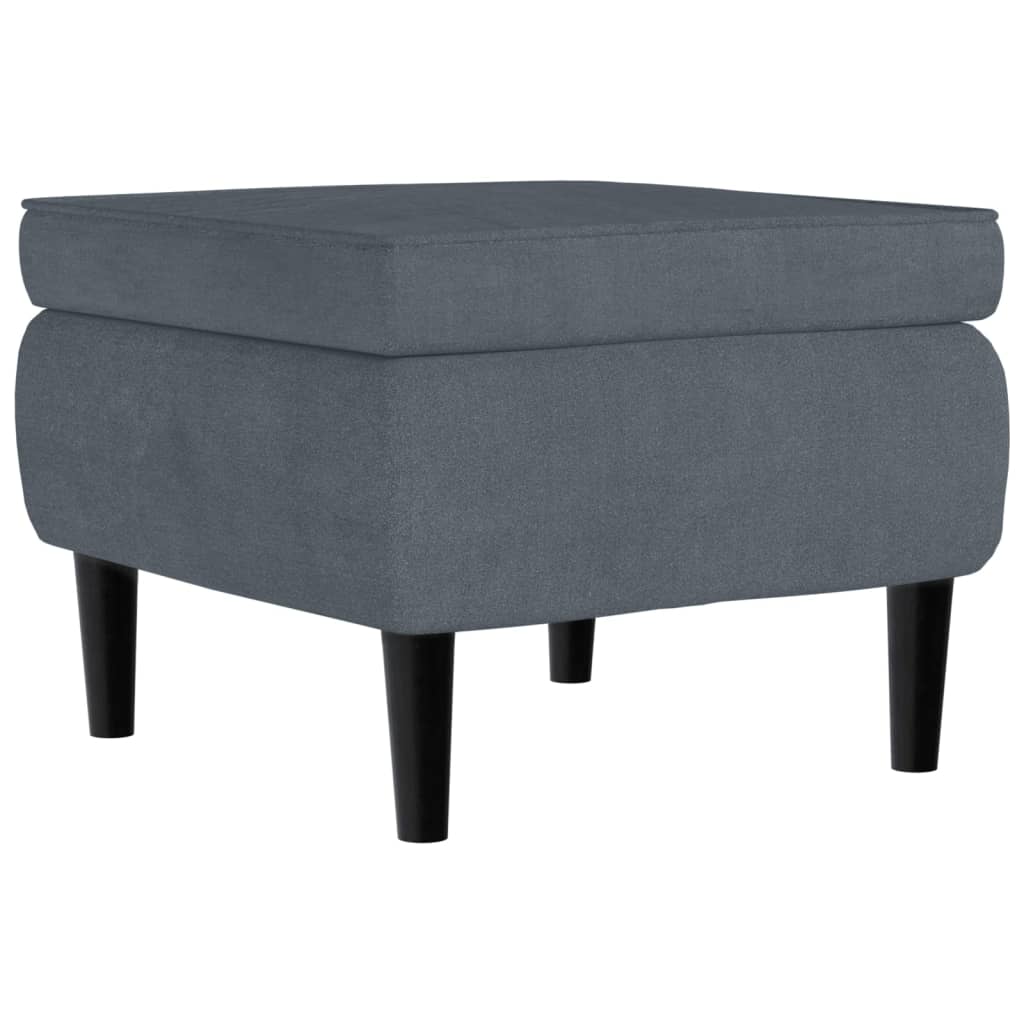 Stool Dark Grey Velvet (100% polyester), Rubberwood, Foam Compact
