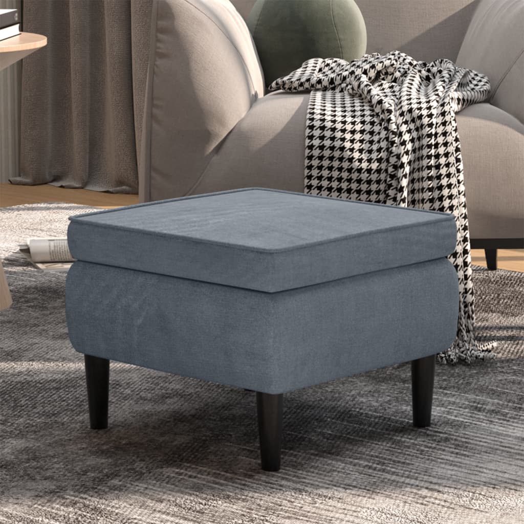 Stool Dark Grey Velvet (100% polyester), Rubberwood, Foam Compact