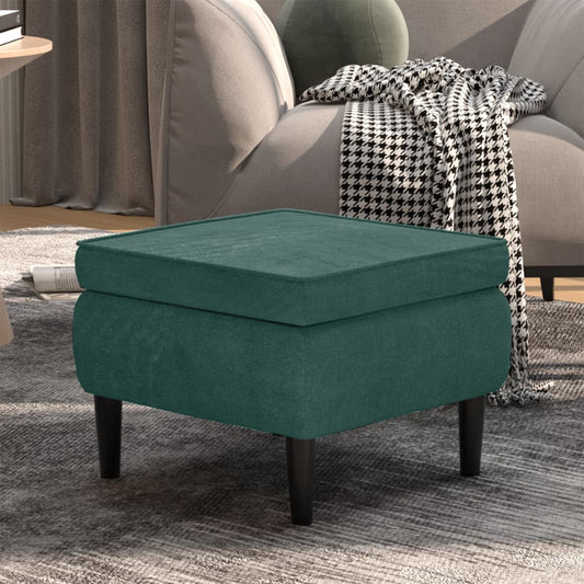 Stool Dark Green Velvet (100% polyester), Rubber Wood Compact