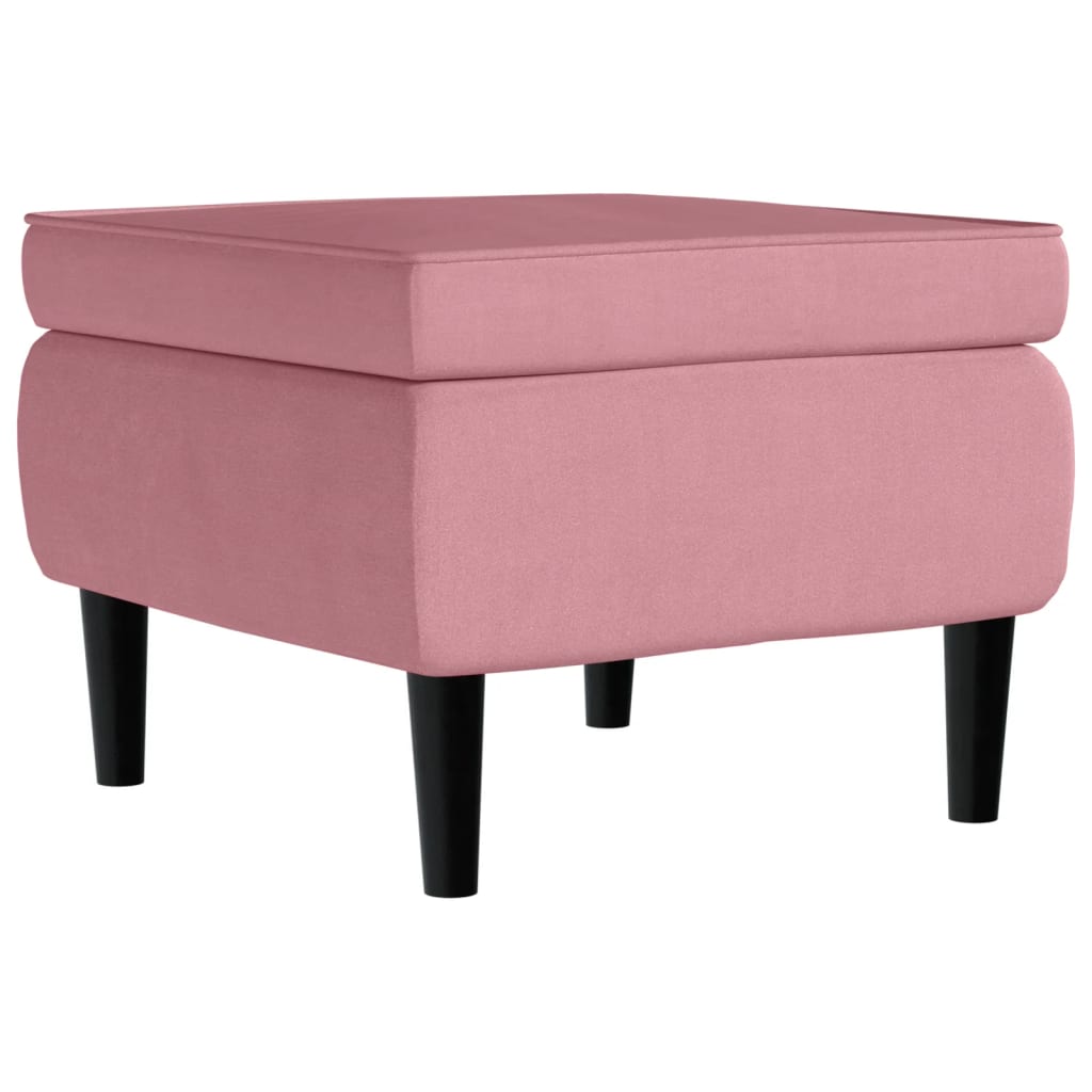 Stool Pink Velvet (100% polyester), rubber wood Compact Modern