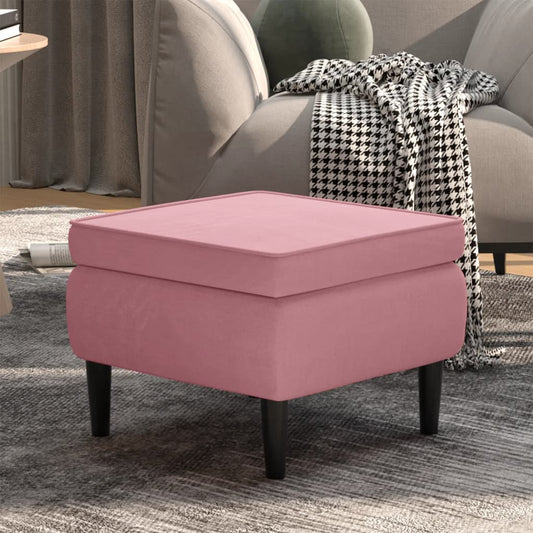 Stool Pink Velvet (100% polyester), rubber wood Compact Modern