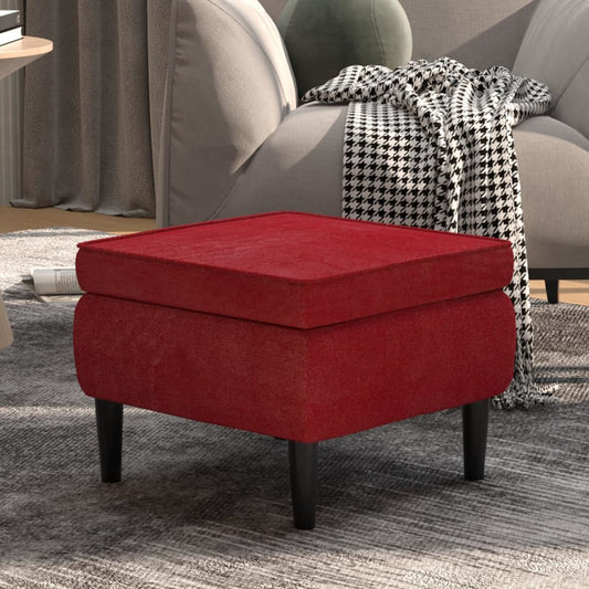 Stool Wine Red Velvet, rubber wood Small Footstool Square