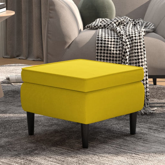 Stool Yellow Velvet (100% polyester), Rubber wood Compact