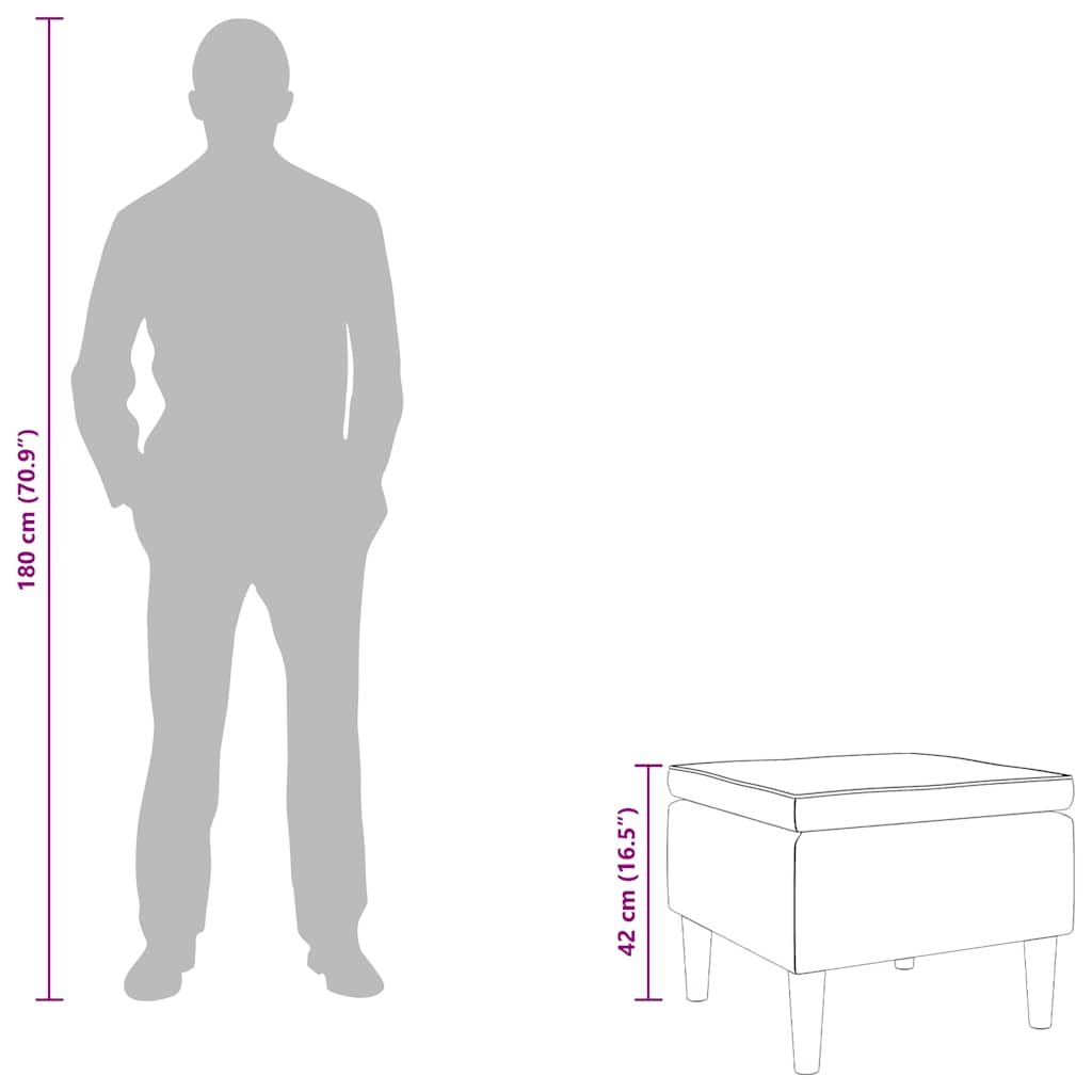 Stool Cream Velvet (100% polyester), rubber wood Compact Footrest