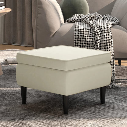 Stool Cream Velvet (100% polyester), rubber wood Compact Footrest