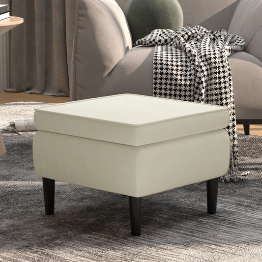 Stool Cream Velvet (100% polyester), rubber wood Compact Footrest