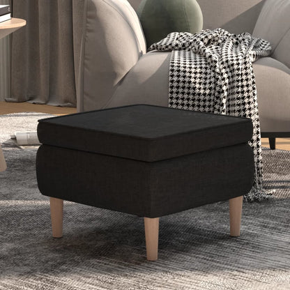 Stool Black 100% polyester, rubber wood Compact Sleek Footstool