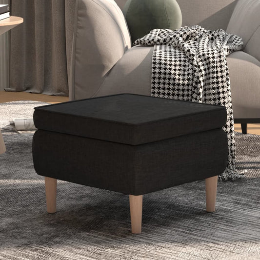 Stool Black 100% polyester, rubber wood Compact Sleek Footstool