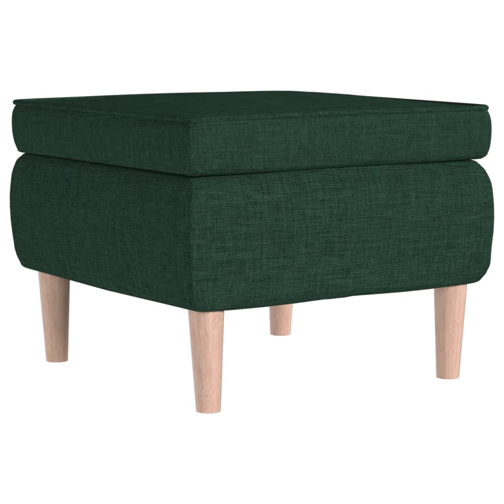 Stool Dark Green Fabric (Polyester), Rubber Wood Compact Footrest