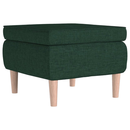Stool Dark Green Fabric (Polyester), Rubber Wood Compact Footrest