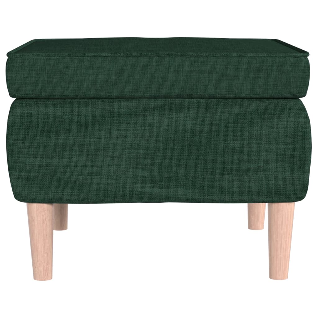 Stool Dark Green Fabric (Polyester), Rubber Wood Compact Footrest