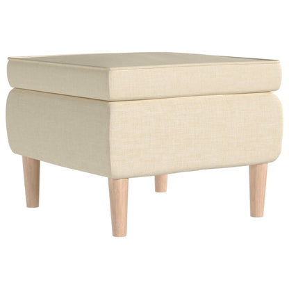 Stool Cream Polyester Medium Footrest Footstool Square