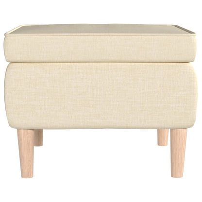 Stool Cream Polyester Medium Footrest Footstool Square