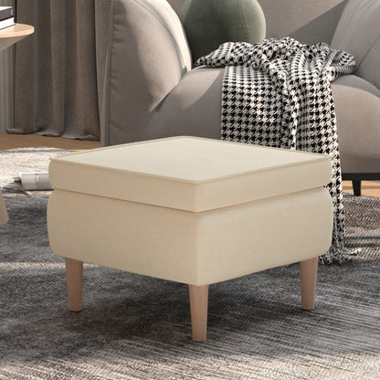Stool Cream Polyester Medium Footrest Footstool Square