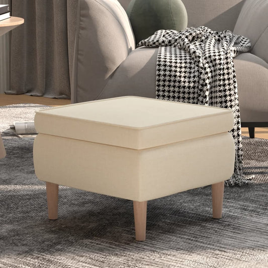 Stool Cream Polyester Medium Footrest Footstool Square