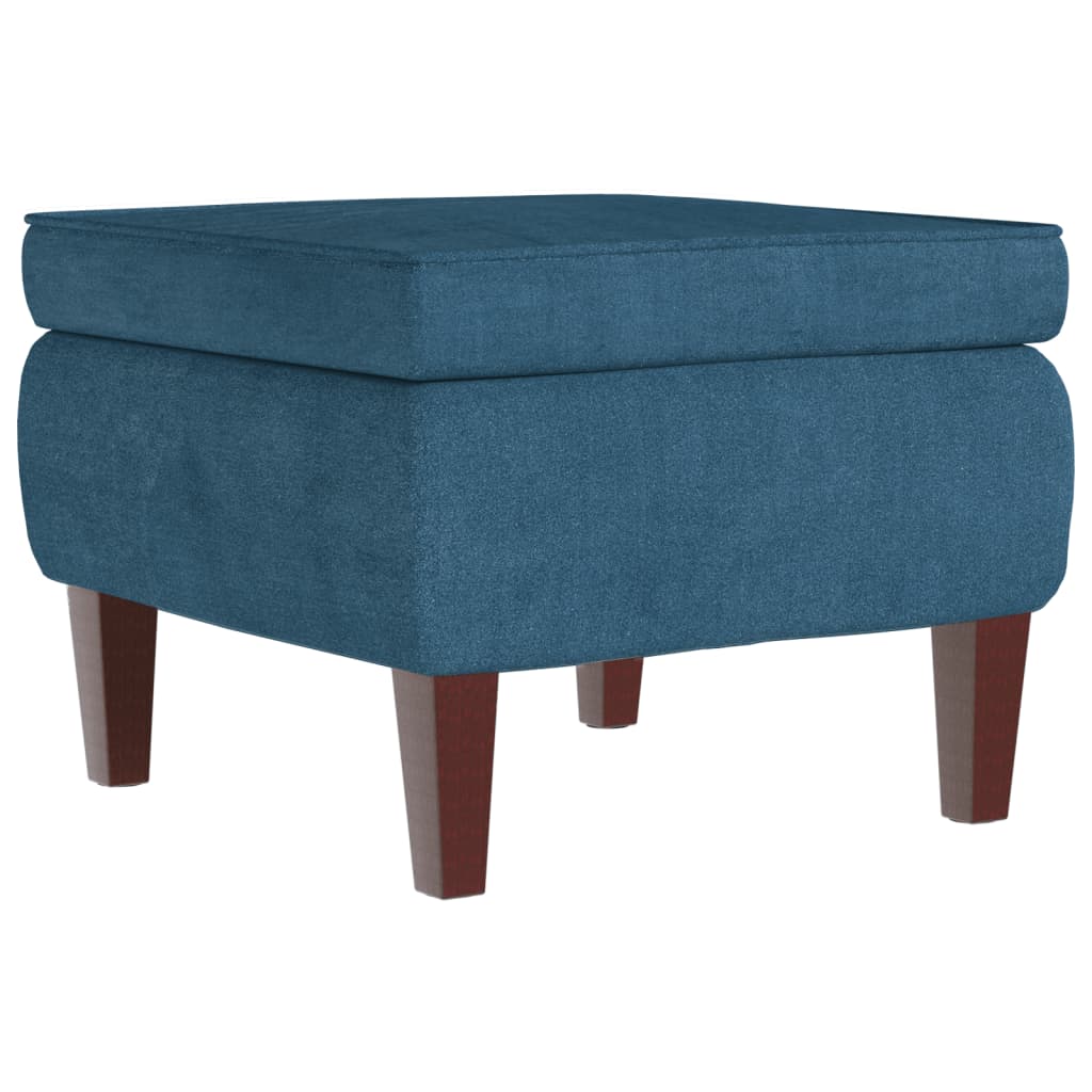 Stool Blue Velvet (100% polyester), rubber wood Compact Footrest